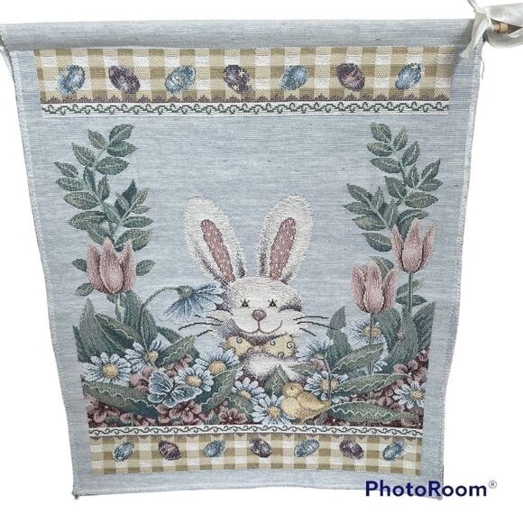 Creative Enterprises Tapestry Rabbit Bunny Easter Wall Hanging - Picture 1 of 5